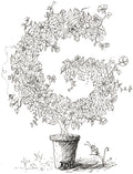 Letter G of Floral Topiary Alphabet Collection Note Cards