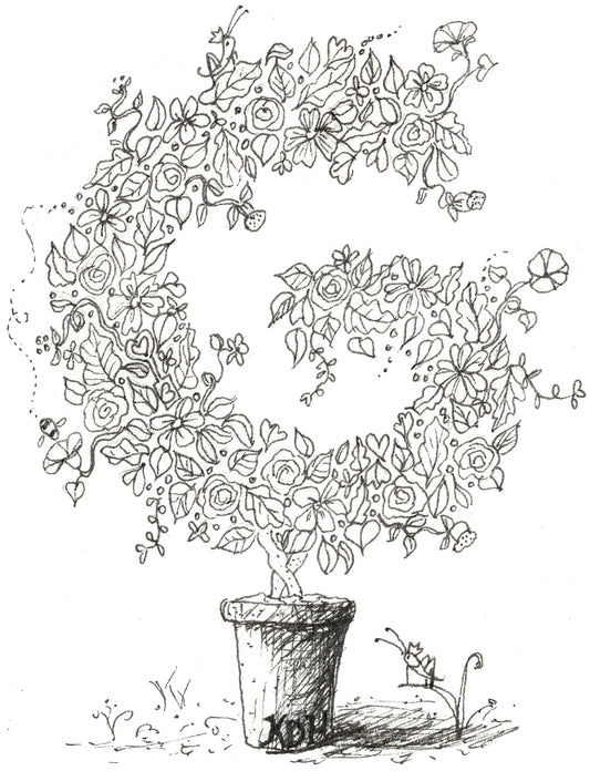 Letter G of Floral Topiary Alphabet Collection Note Cards