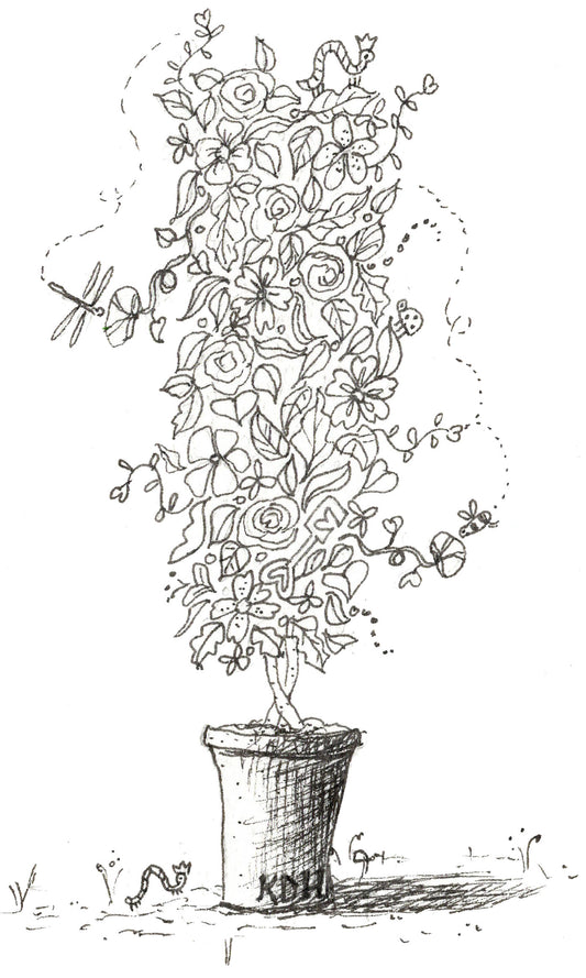Letter I of Floral Topiary Alphabet Collection Note Cards
