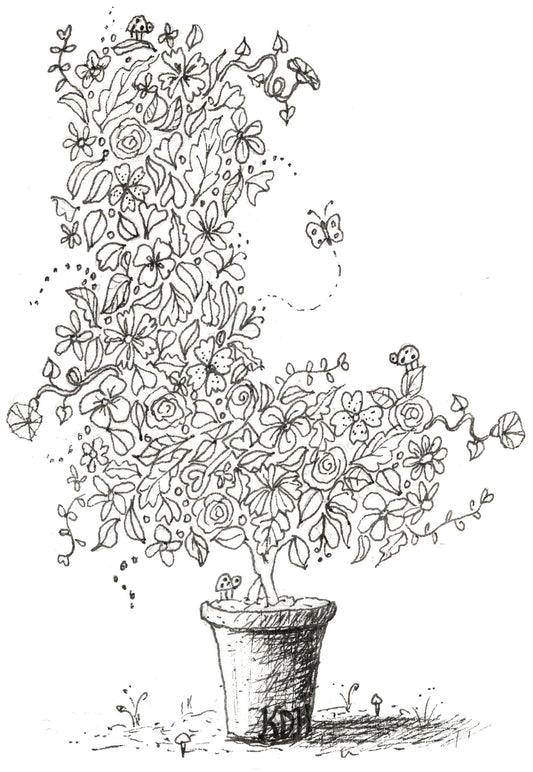 Letter L of Floral Topiary Alphabet Collection Note Cards