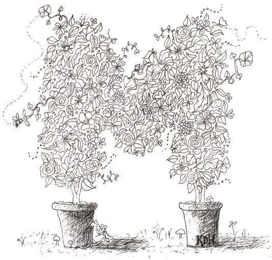 Letter M of Floral Topiary Alphabet Collection Note Cards