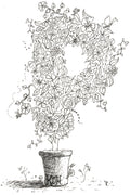 Letter P of Floral Topiary Alphabet Collection Note Cards