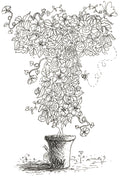 Letter T of Floral Topiary Alphabet Collection Note Cards