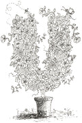 Letter U of Floral Topiary Alphabet Collection Note Cards