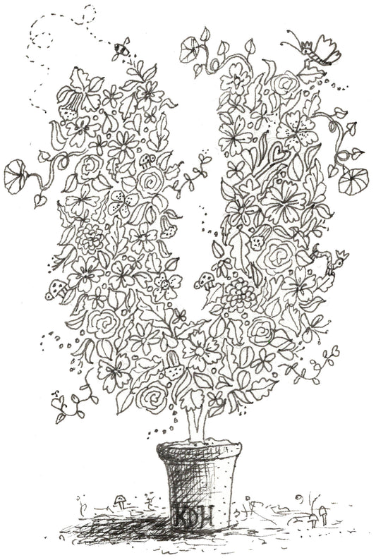 Letter U of Floral Topiary Alphabet Collection Note Cards