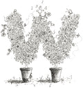 Letter W of Floral Topiary Alphabet Collection Note Cards