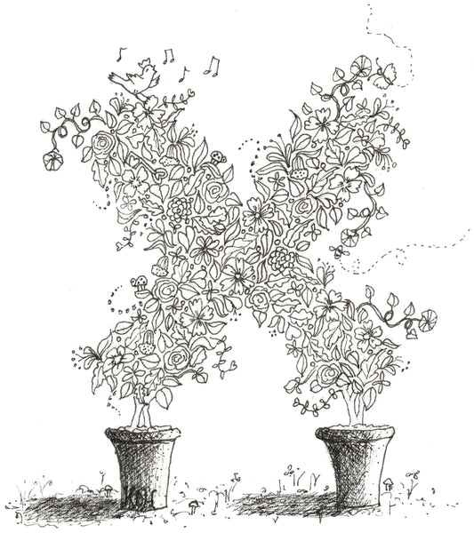 Letter X of Floral Topiary Alphabet Collection Note Cards