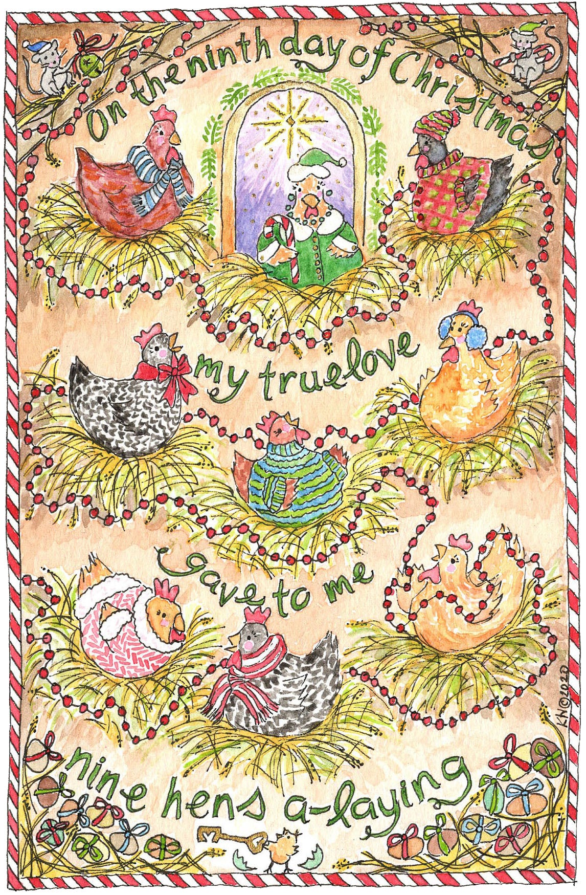9th Day of Christmas Card