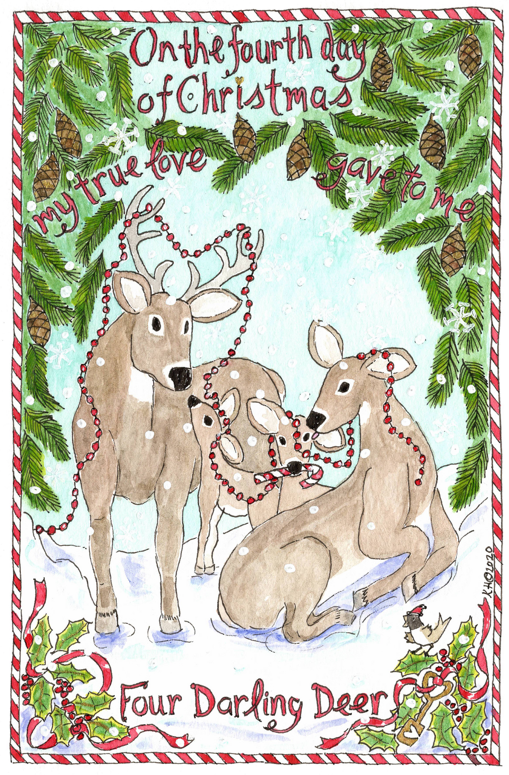 4th Day of Christmas Card