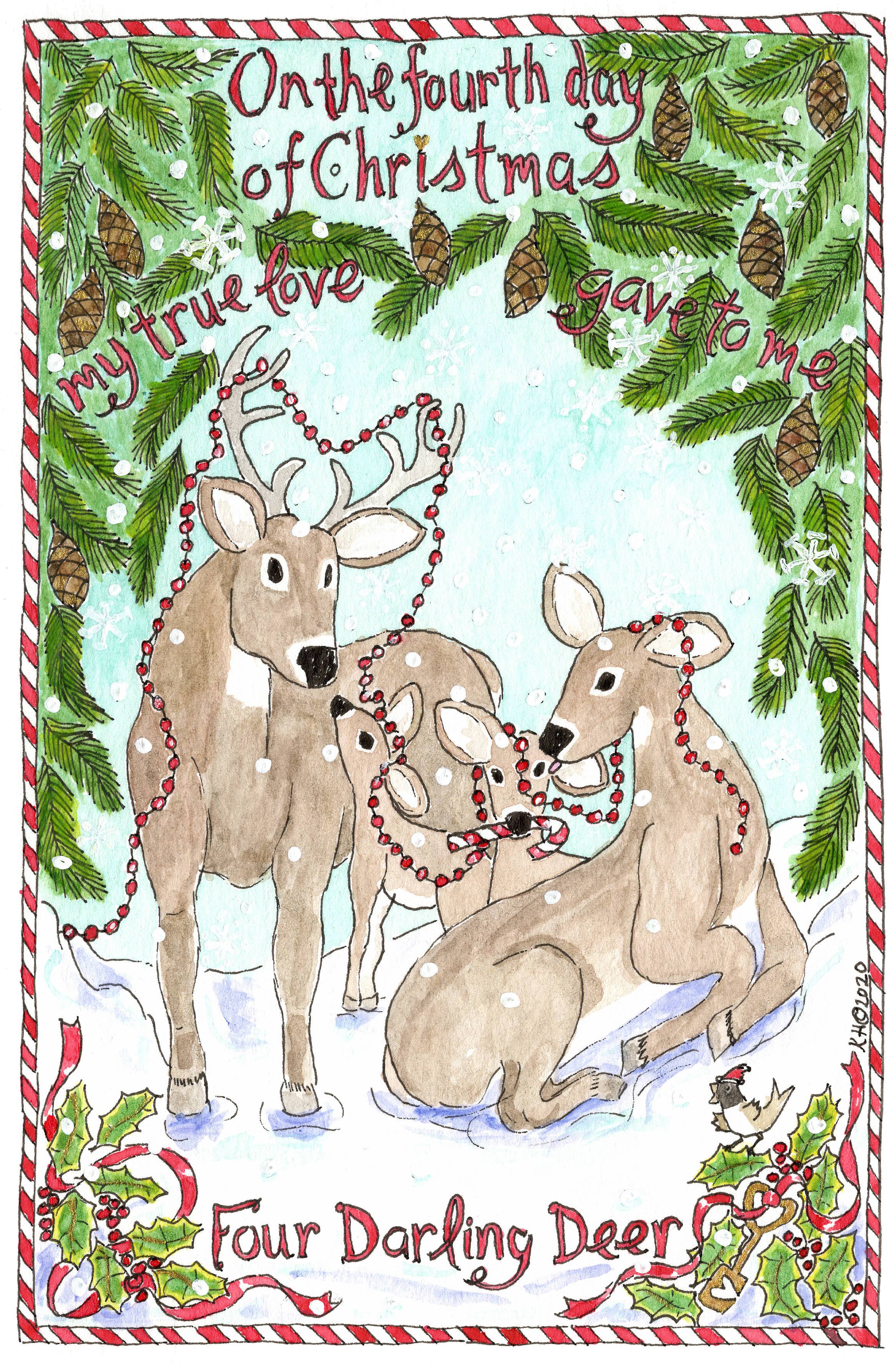 4th Day of Christmas Card